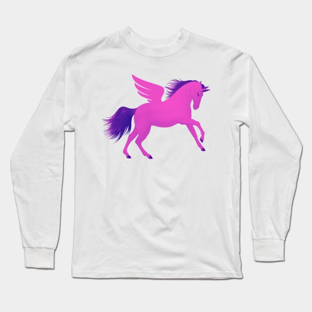 Purple Pink Unicorn, Mythical Creature Long Sleeve T-Shirt by ViralAlpha